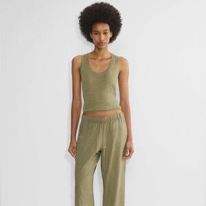 ARITZIA Babaton LOOM LINEN TRUST TANK in sundried olive size Small